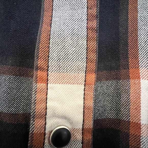 Ben Sherman Mens Brushed Plaid Shirt Sz XL plaid Flannel grey pearl snap flaws - Picture 4 of 9